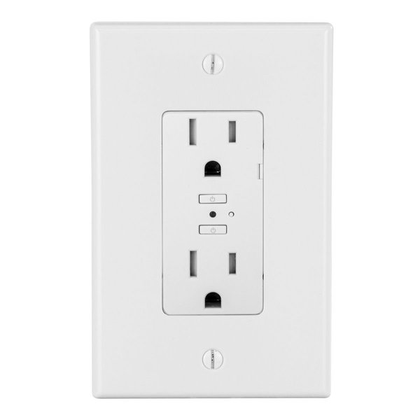 Bryant Wi-Fi Enabled Smart Duplex Wall Outlet, Alexa, Apple HomeKit, and Google Assistant, 15A 125VAC, Wht IDEV0010HW